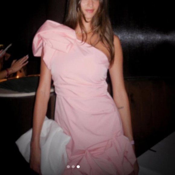 NEW The Wolf Gang Octavia Mini Dress - Salmon Pink Cocktail Party One Shoulder - Picture 3 of 15